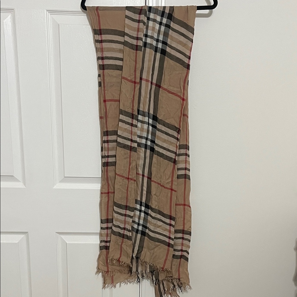Plaid Tan and Black Scarf